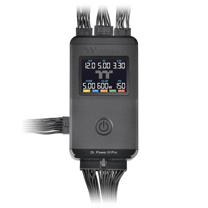 A large main feature product image of Thermaltake Dr. Power III Pro Power Supply Tester