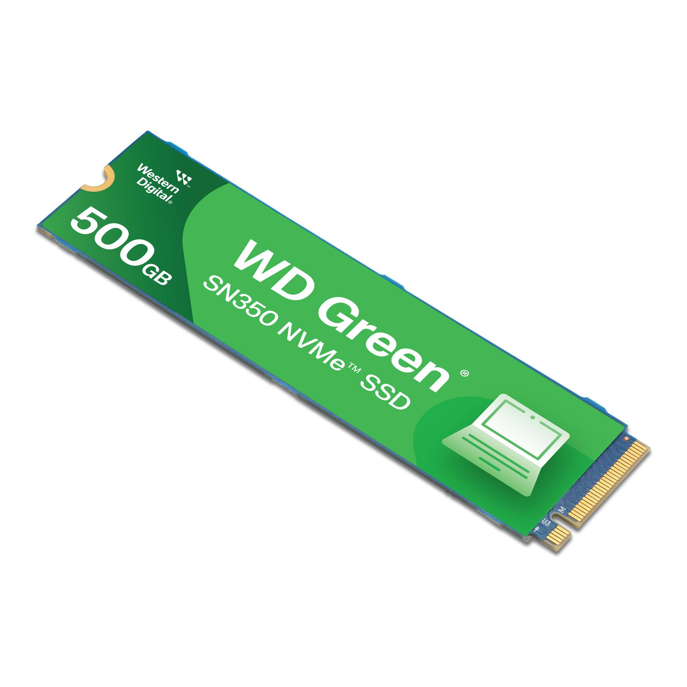 A large main feature product image of WD Green SN350 PCIe Gen3 NVMe M.2 SSD - 500GB