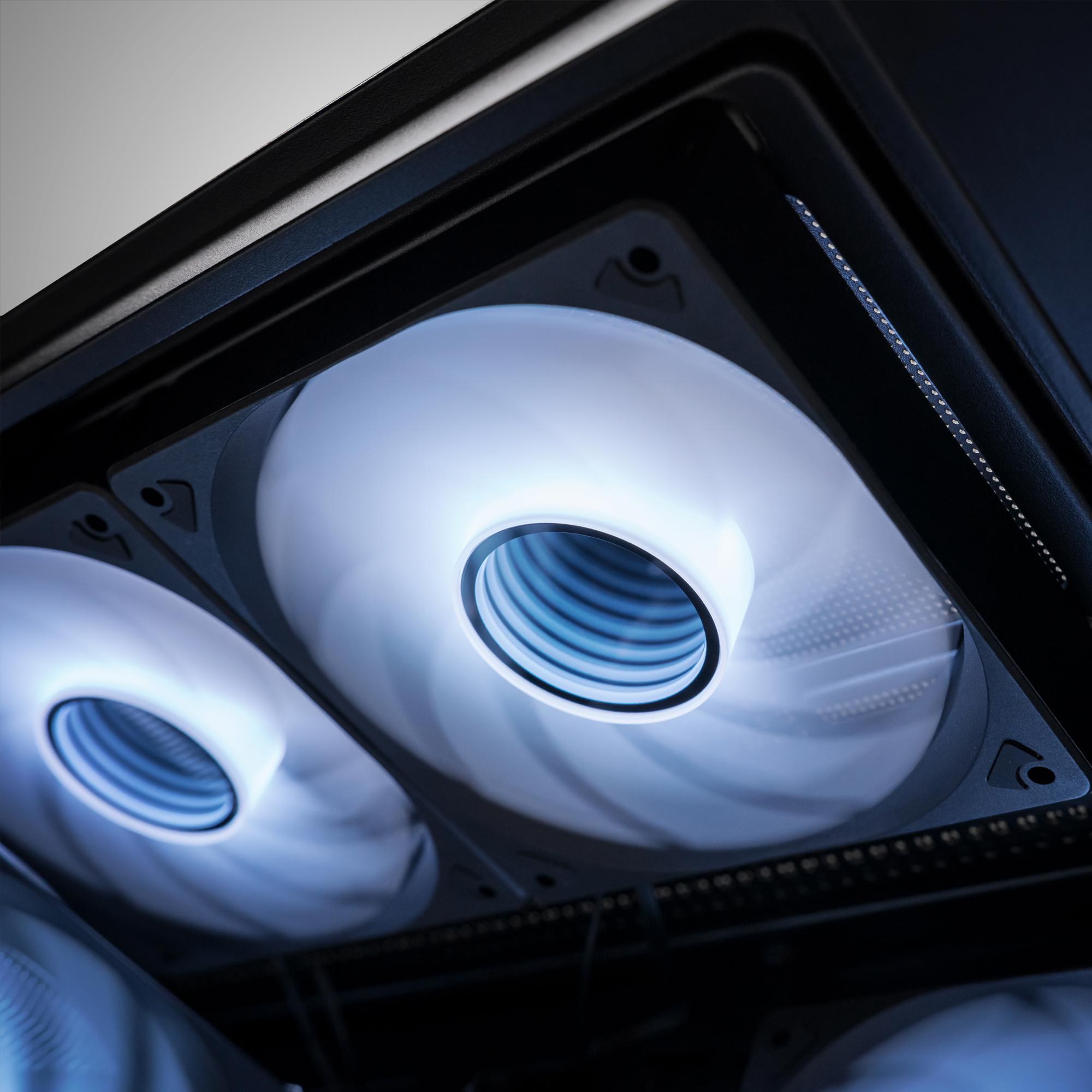 A large main feature product image of PLE Luna RTX 5080 Prebuilt Ready To Go Gaming PC