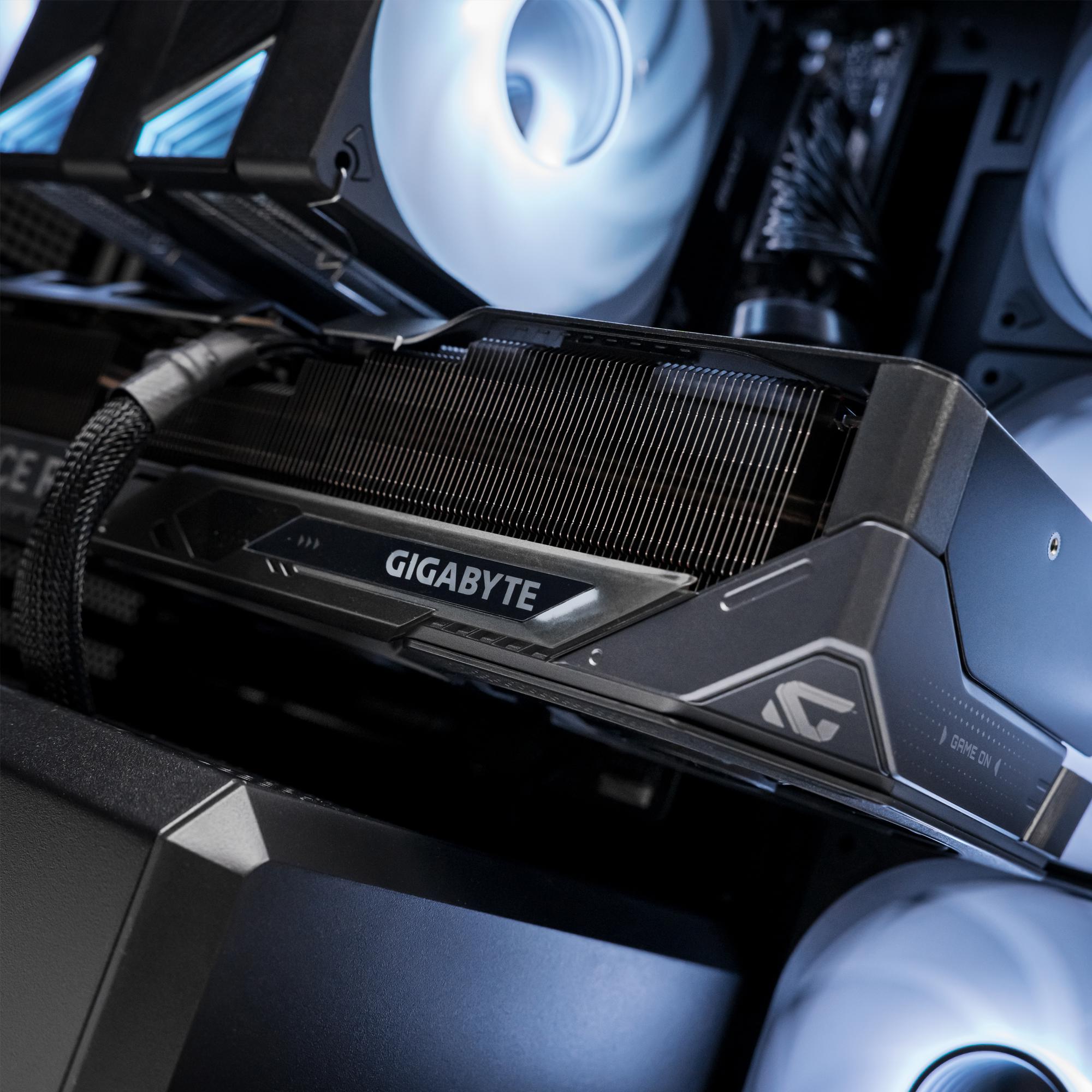 A large main feature product image of PLE Luna RTX 5080 Prebuilt Ready To Go Gaming PC