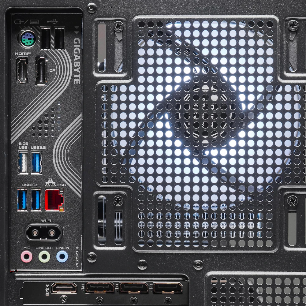 A large main feature product image of PLE Luna RTX 5080 Prebuilt Ready To Go Gaming PC