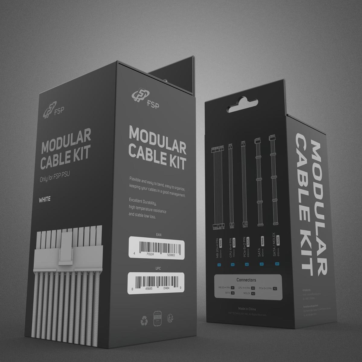 A large main feature product image of FSP Modular Cable Kit (White)