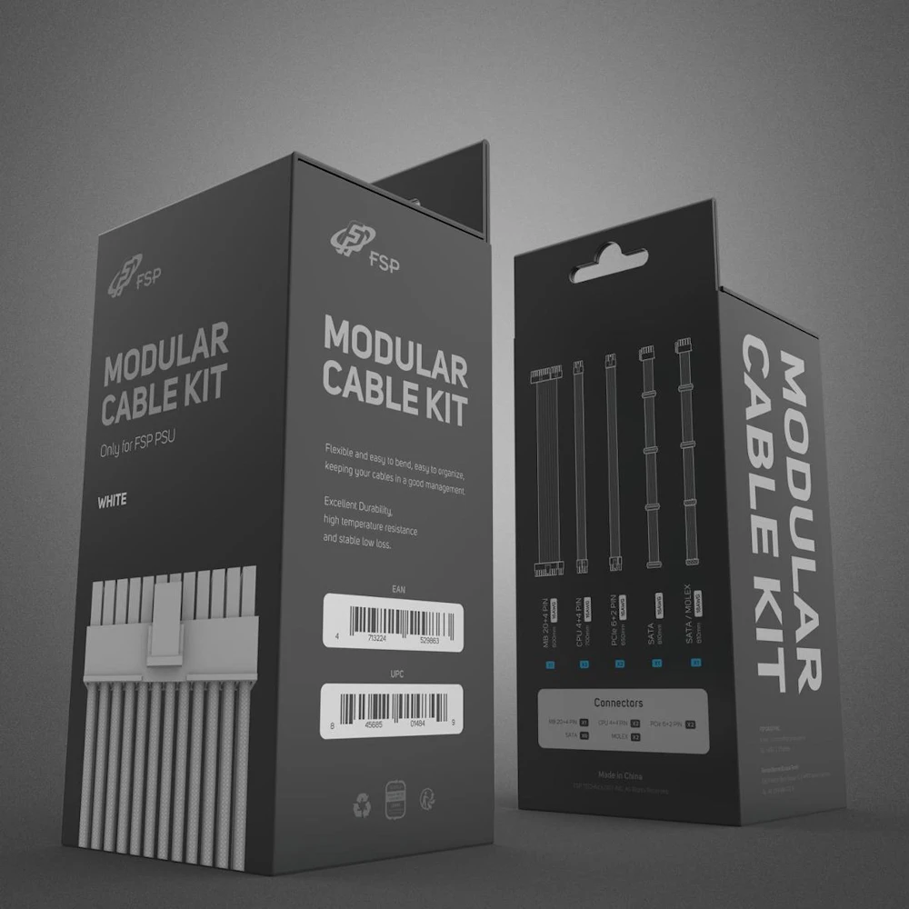 A large main feature product image of FSP Modular Cable Kit (White)