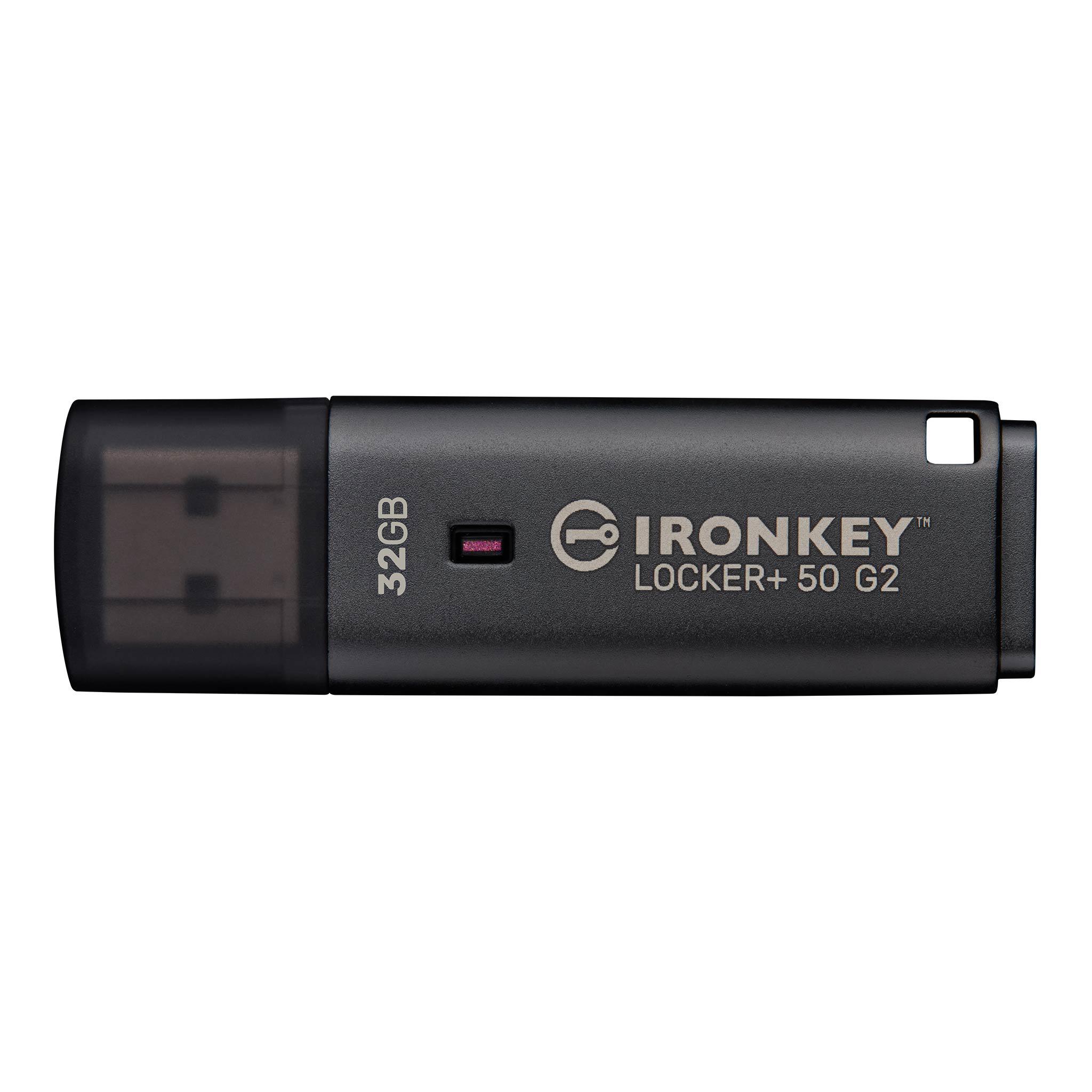A large main feature product image of Kingston IronKey Locker+ 50  Gen2 32G USB 3.2  Gen 1 Type A Flash Drive
