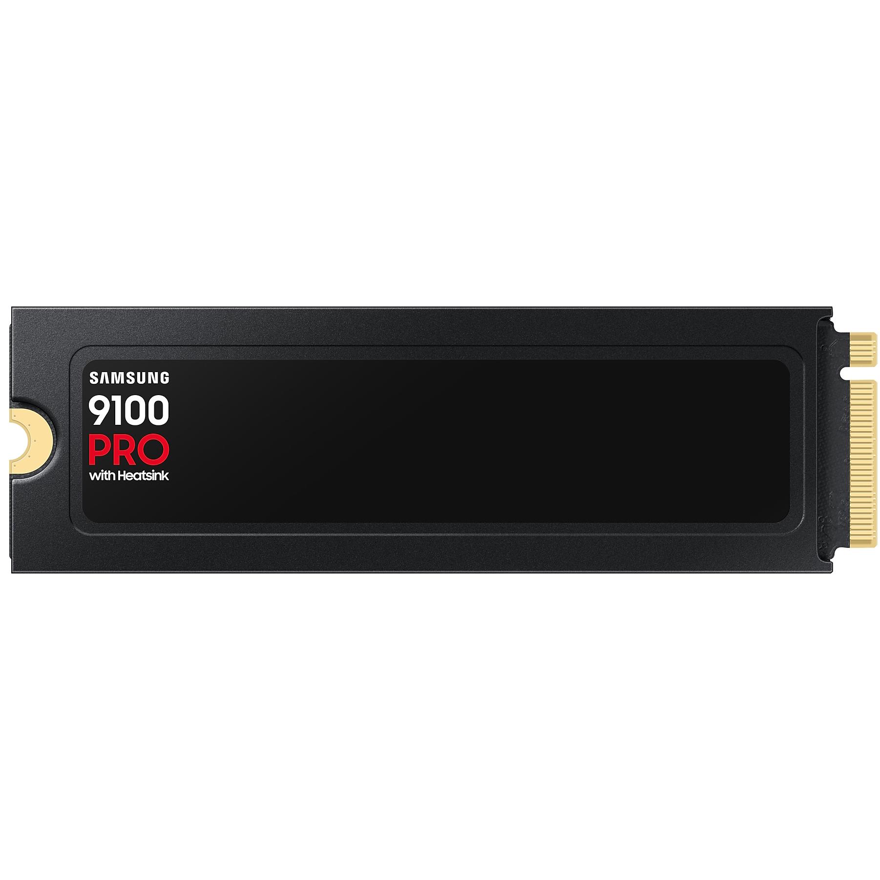 A large main feature product image of EX-DEMO Samsung 9100 PRO w/ Heatsink PCIe Gen5 NVMe M.2 SSD - 1TB