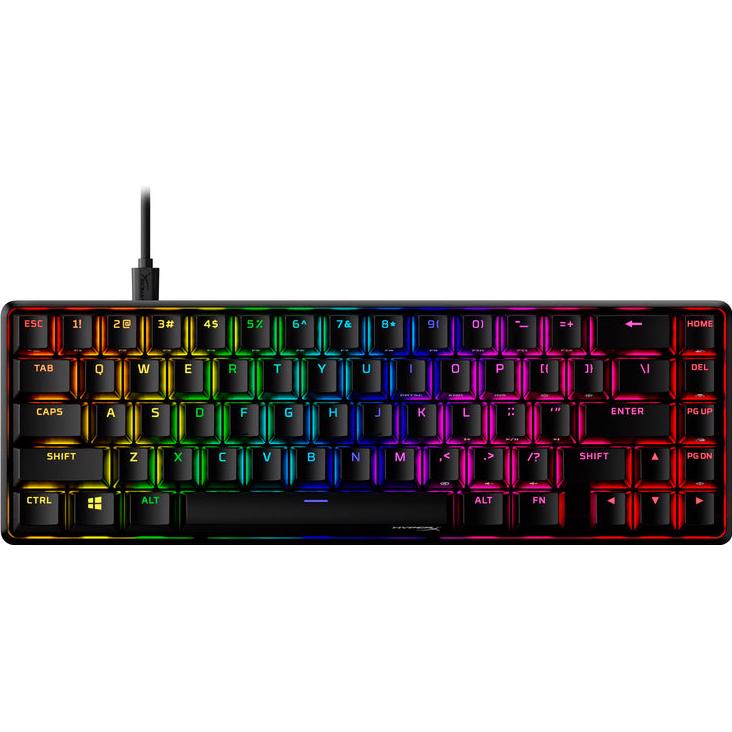 A large main feature product image of EX-DEMO HyperX Alloy Origins RGB 65 - Compact Mechanical Keyboard (HyperX Red Switch)