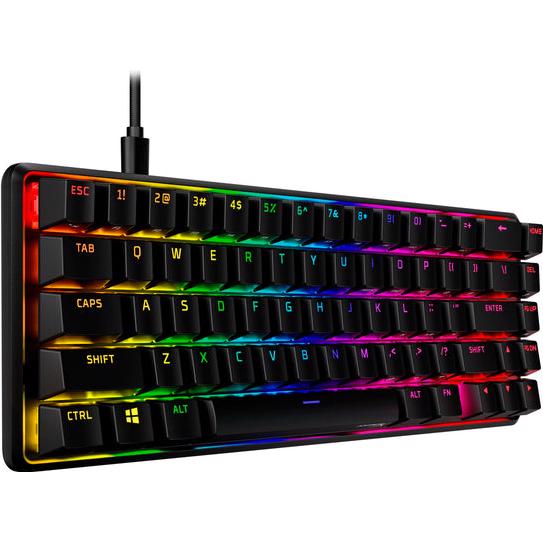A large main feature product image of EX-DEMO HyperX Alloy Origins RGB 65 - Compact Mechanical Keyboard (HyperX Red Switch)