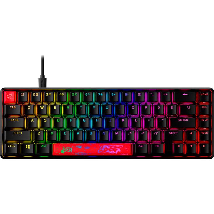 A large main feature product image of EX-DEMO HyperX Alloy Origins RGB 65 - Compact Mechanical Keyboard (HyperX Red Switch)