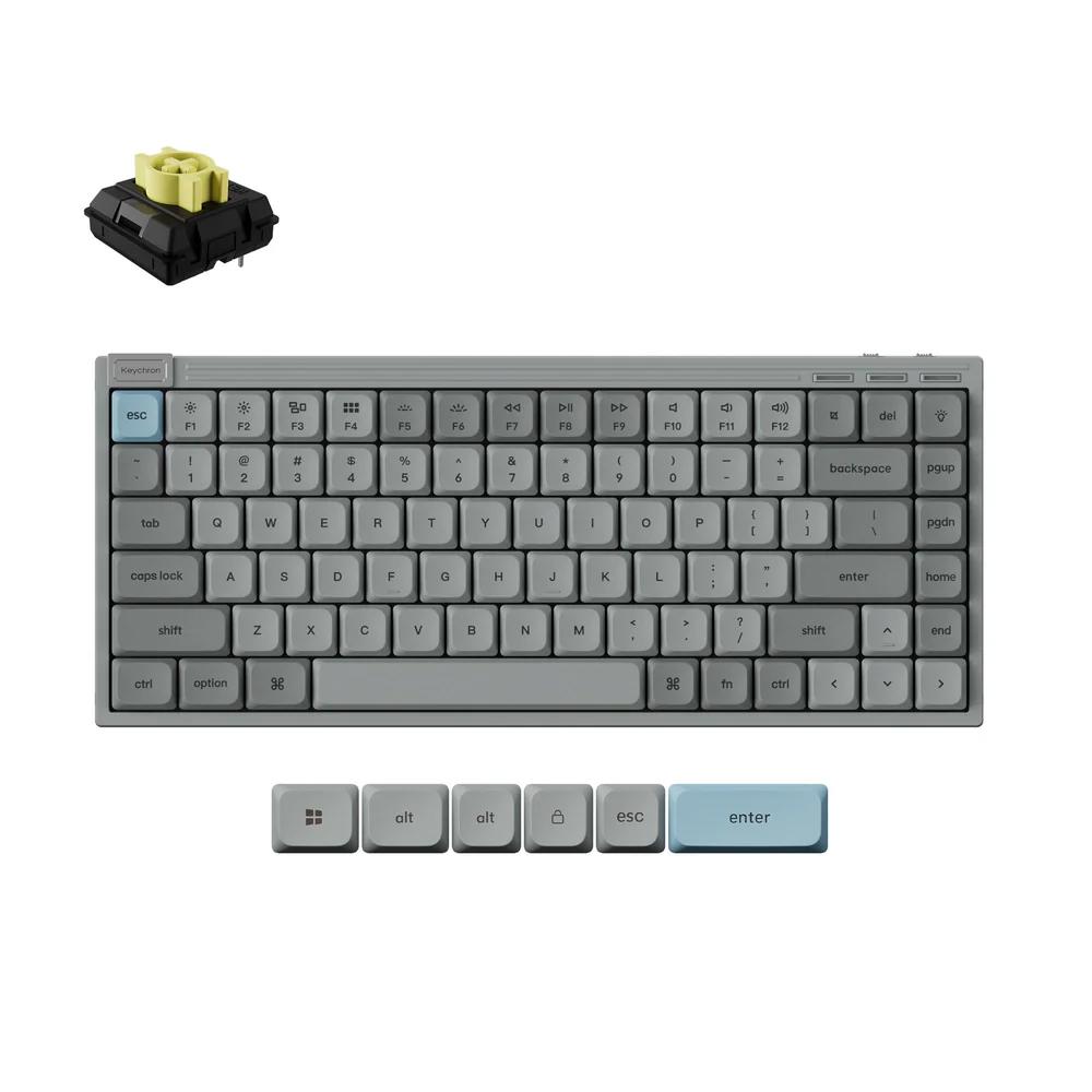 A large main feature product image of Keychron J9 - QMK Low-Profile Wireless Mechanical Keyboard - Gray (Banana Switch)
