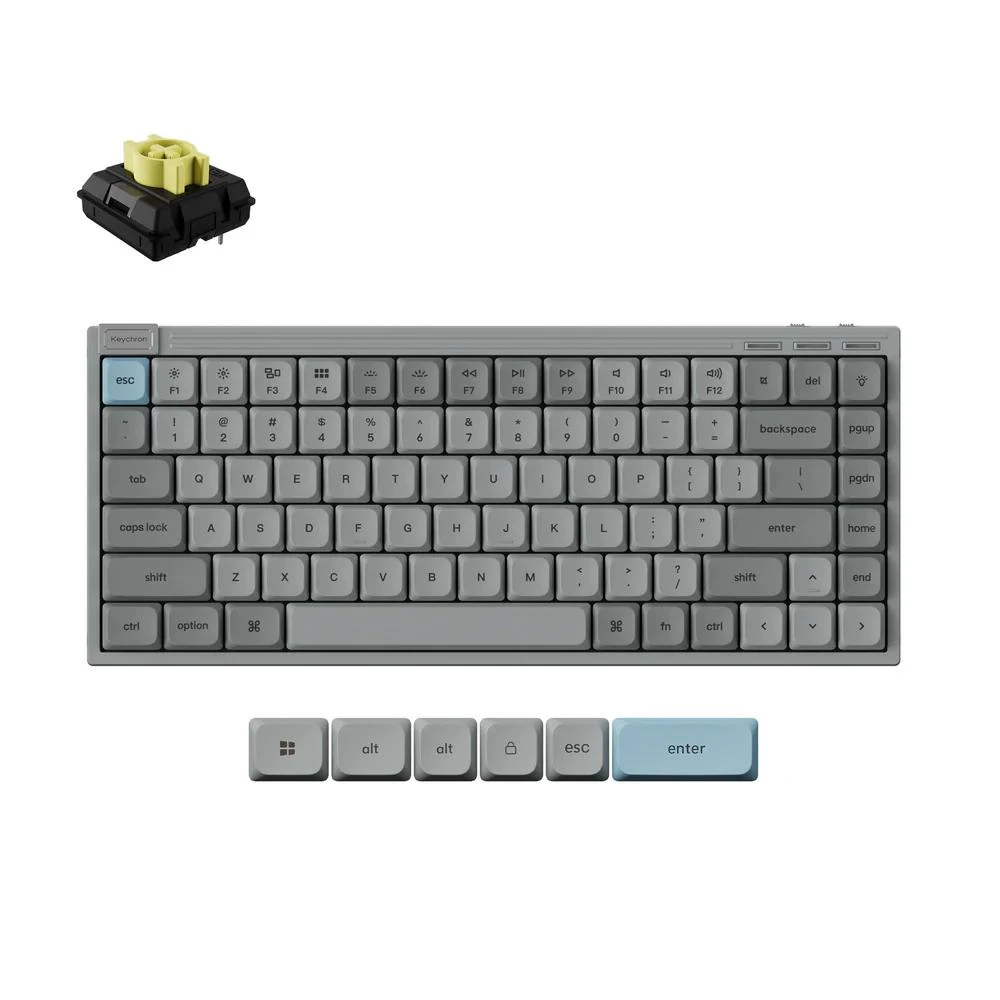 A large main feature product image of Keychron J9 - QMK Low-Profile Wireless Mechanical Keyboard - Gray (Banana Switch)