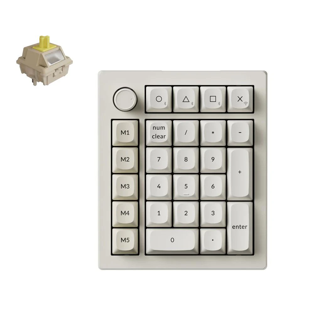 A large main feature product image of Keychron V0 Ultra - 8K Wireless Custom Number Pad - Retro (Keychron Silk POM Switch - Banana)