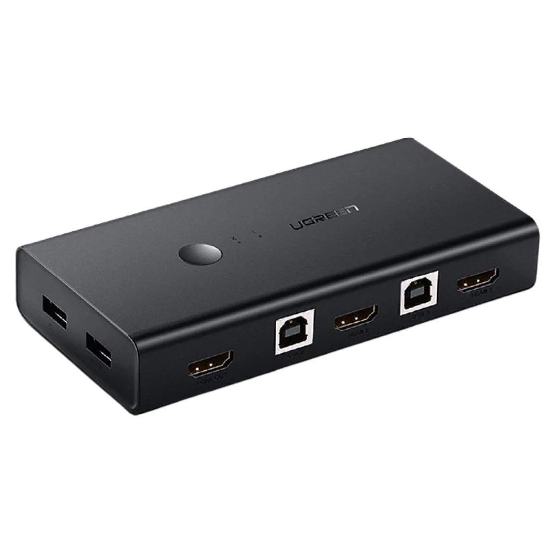 A large main feature product image of UGREEN HDMI Switch Box 2 In 1 Out KVM Switching
