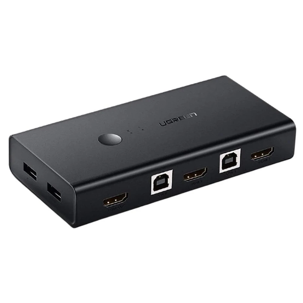 A large main feature product image of UGREEN HDMI Switch Box 2 In 1 Out KVM Switching