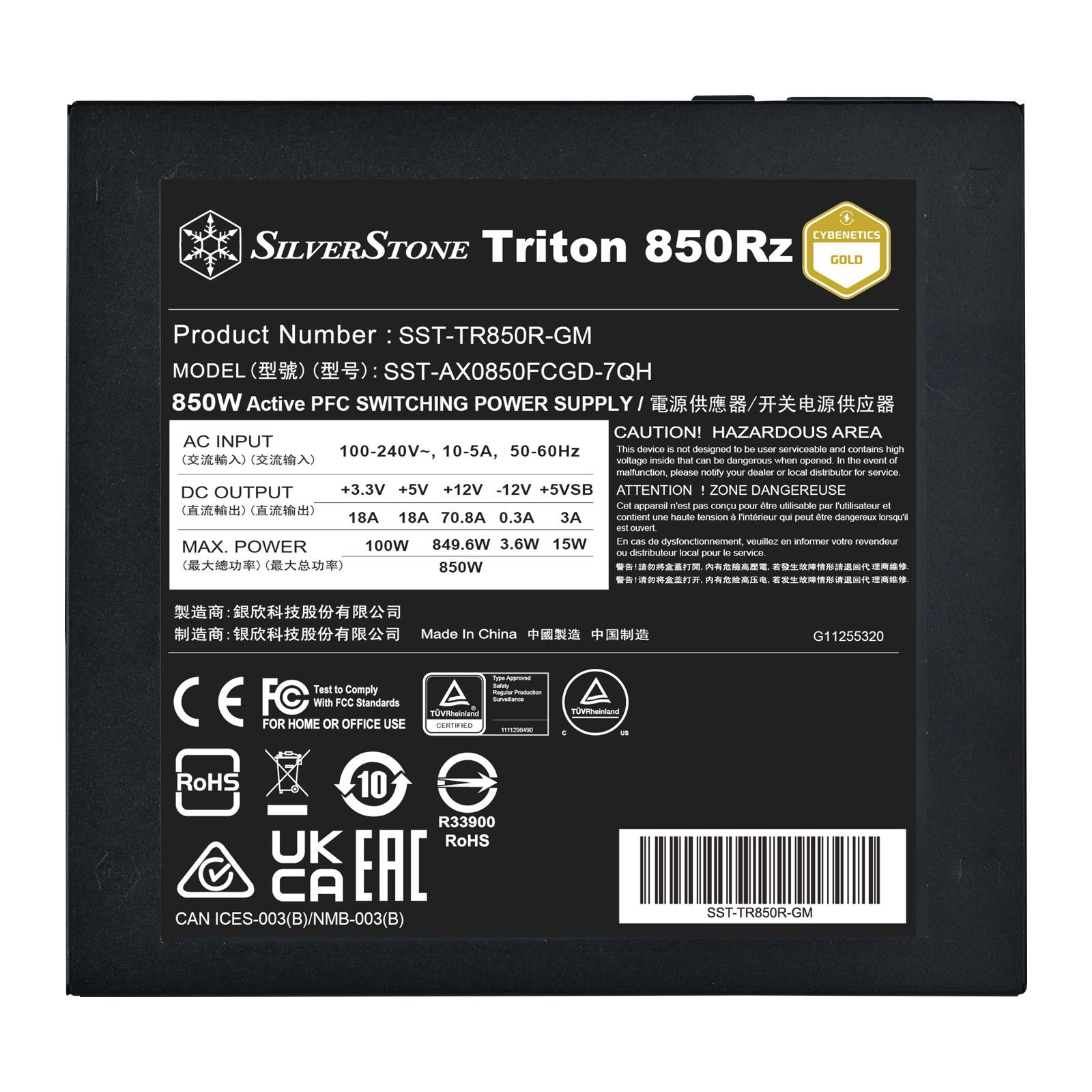 A large main feature product image of SilverStone Triton Rz 850W Gold ATX 3.1 PCIe 5.1 Modular PSU