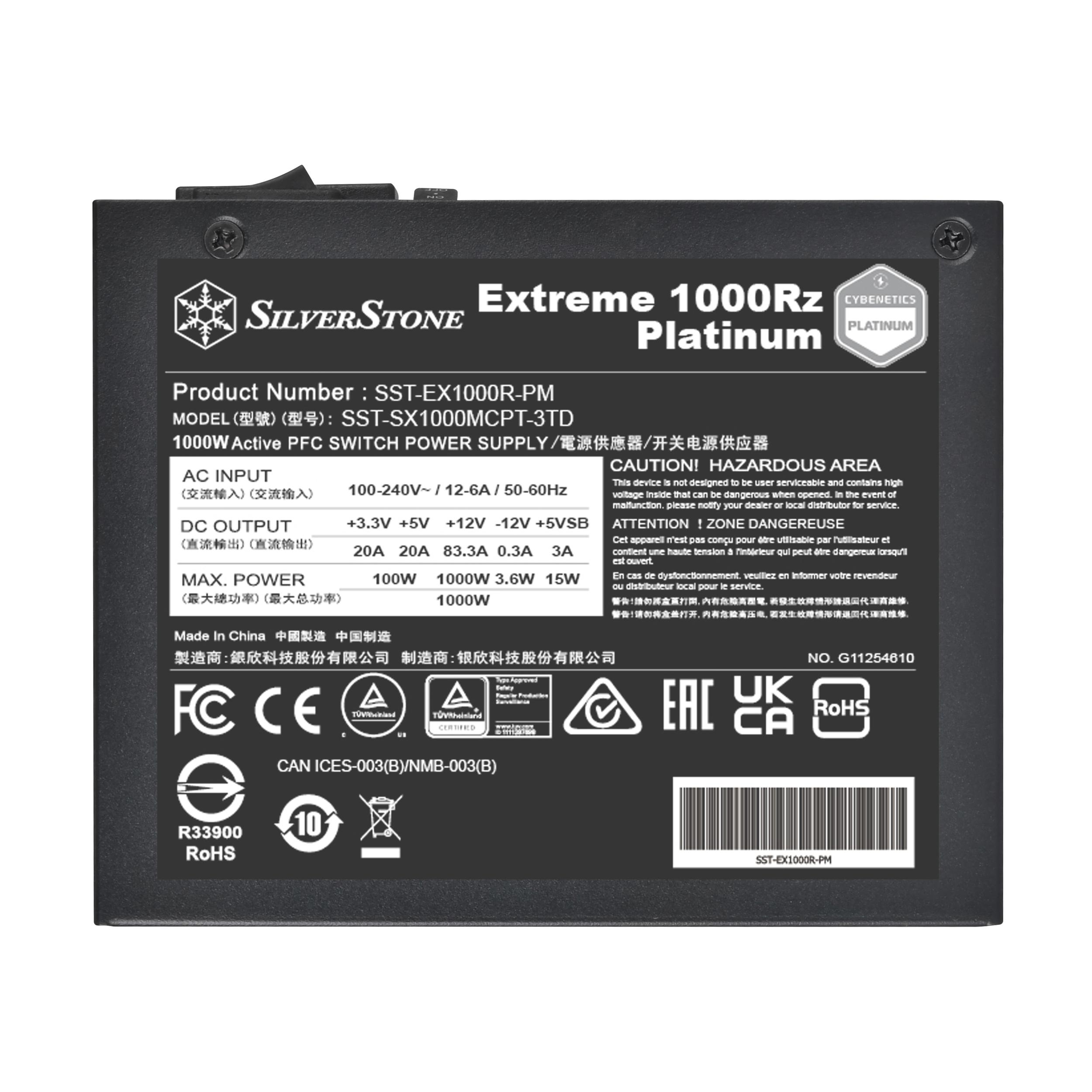 A large main feature product image of SilverStone Extreme Rz 1000W Platinum SFX 4.1 Modular PSU