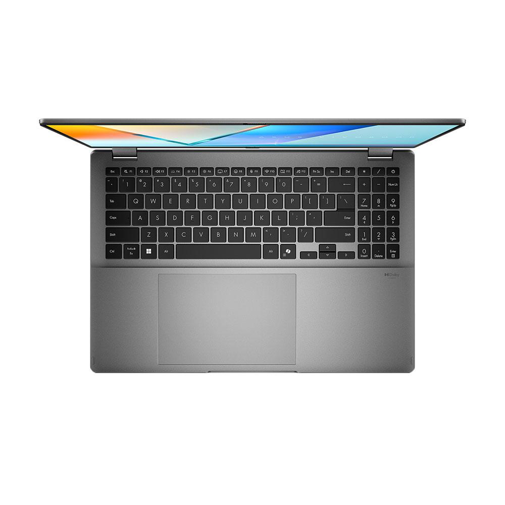 A large main feature product image of ASUS Vivobook 16 Flip (TP3607) - 16" OLED, Ultra 7 258V, 32GB/1TB - Win 11 Notebook