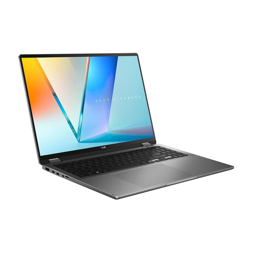 A large main feature product image of ASUS Vivobook 16 Flip (TP3607) - 16" OLED, Ultra 7 258V, 32GB/1TB - Win 11 Notebook