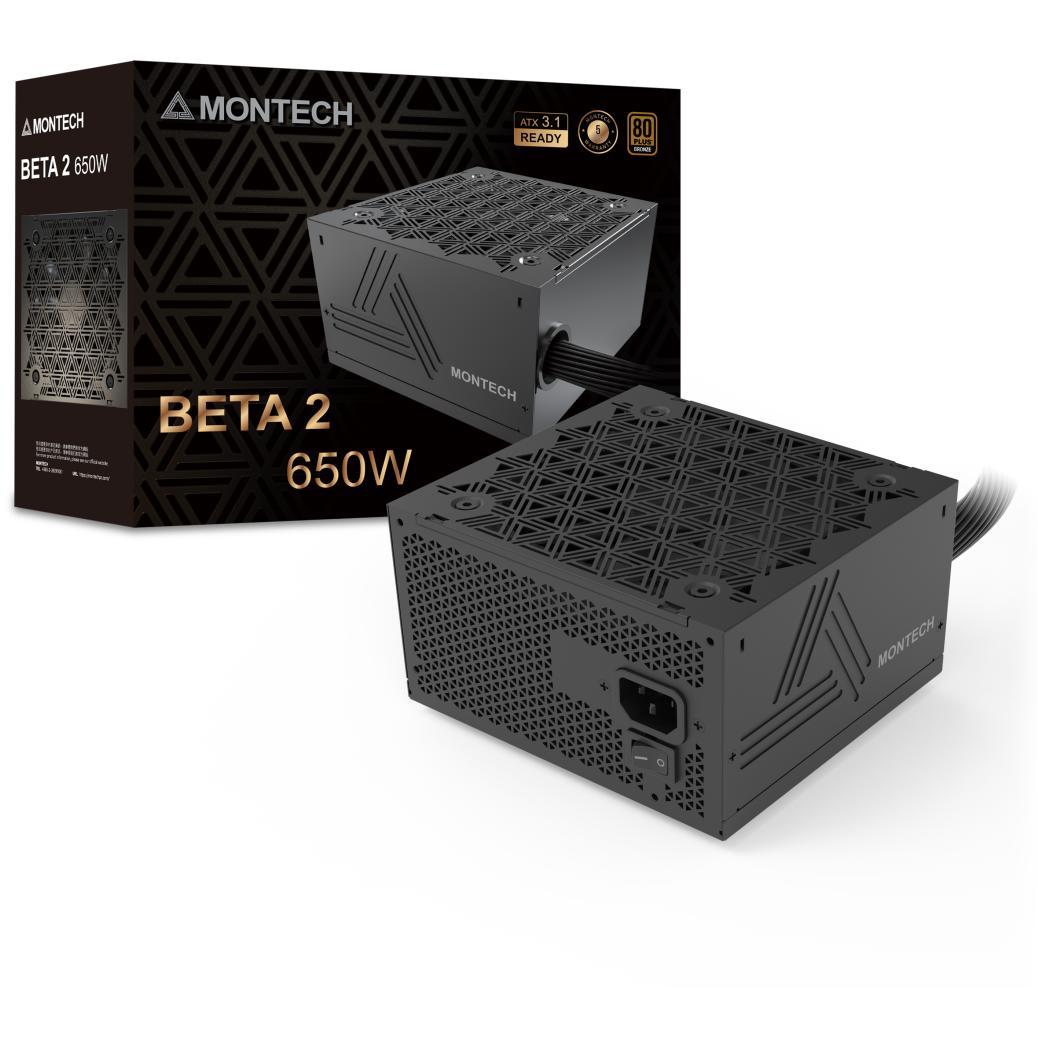 A large main feature product image of Montech BETA 2 650W Bronze ATX 3.1 PSU