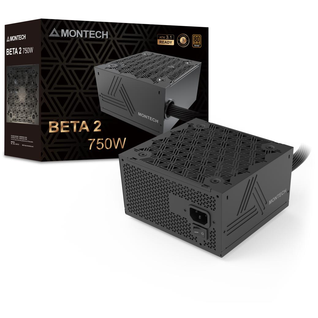 A large main feature product image of Montech BETA 2 750W Bronze ATX 3.1 PSU