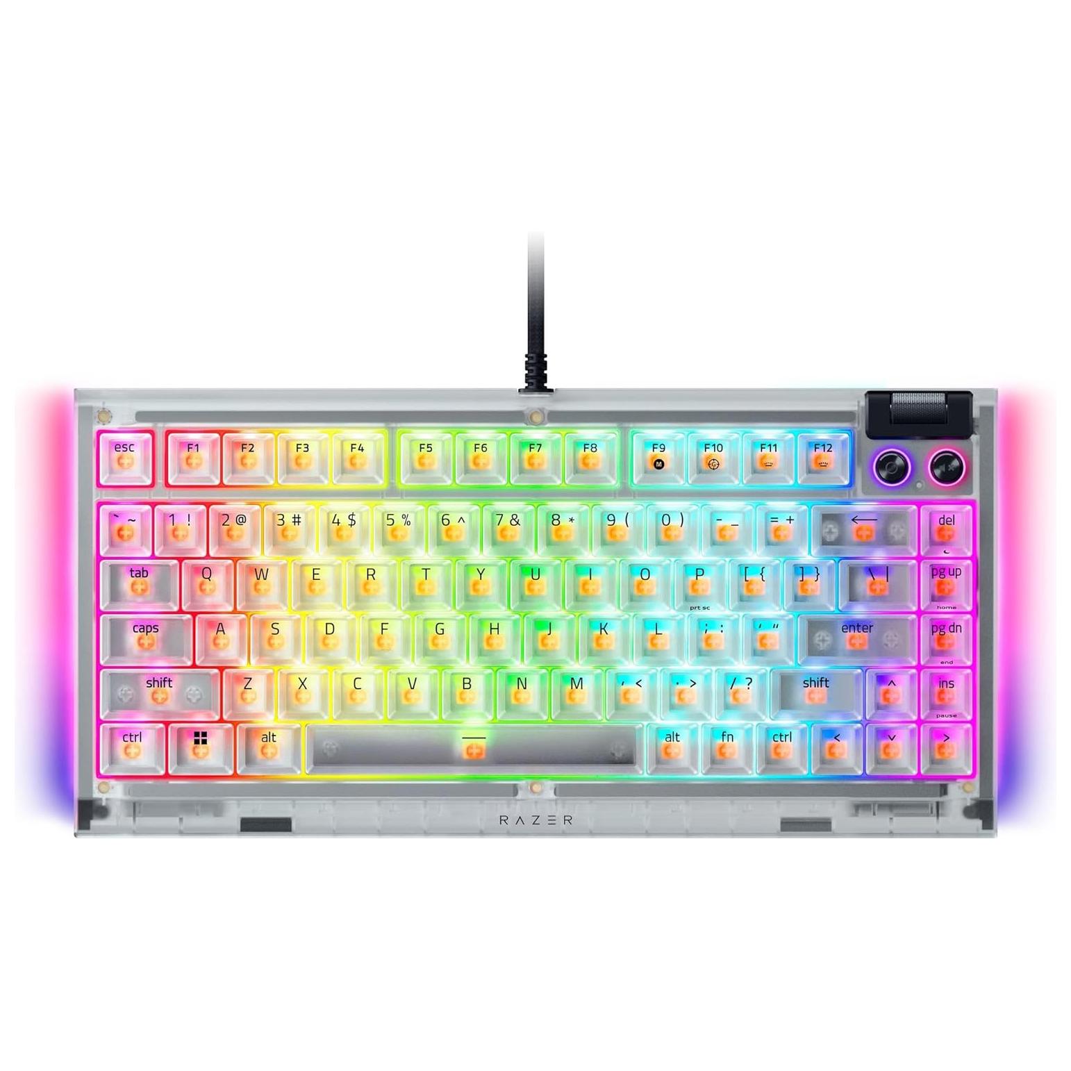 A large main feature product image of EX-DEMO Razer BlackWidow V4 75% - Compact Mechanical Gaming Keyboard (Phantom White)