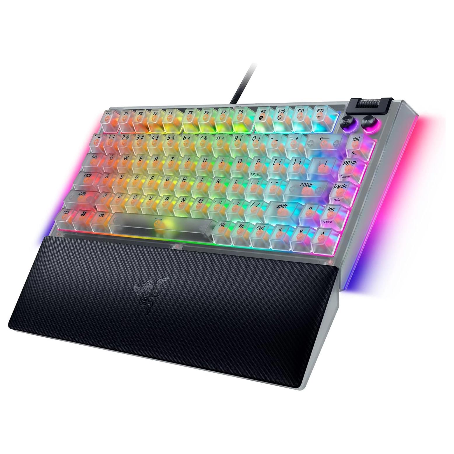A large main feature product image of EX-DEMO Razer BlackWidow V4 75% - Compact Mechanical Gaming Keyboard (Phantom White)