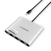 A product image of mbeat USB-C Quad 4K HDMI DisplayLink® Adapter with PD Pass-through