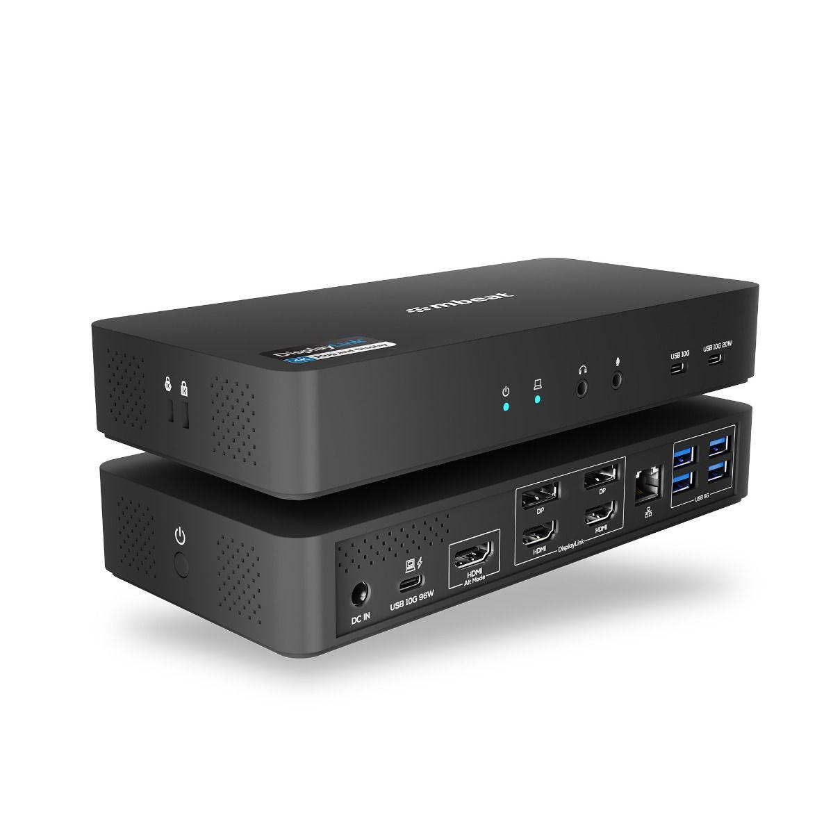 A large main feature product image of mbeat USB-C Triple 4K Display Docking Station  (DisplayLink® + HDMI-ALT)