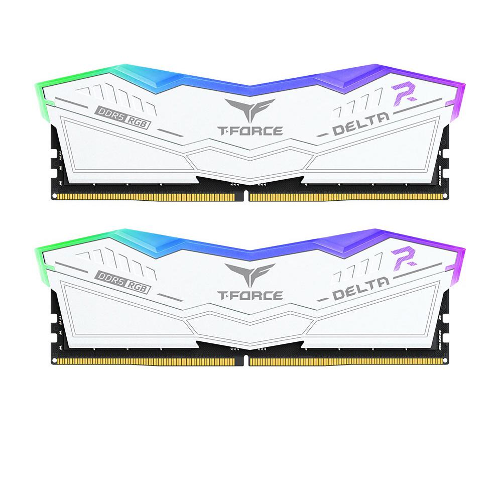 A large main feature product image of TeamGroup Delta RGB 96GB Kit (2x 48GB) DDR5-6800 C36 - White