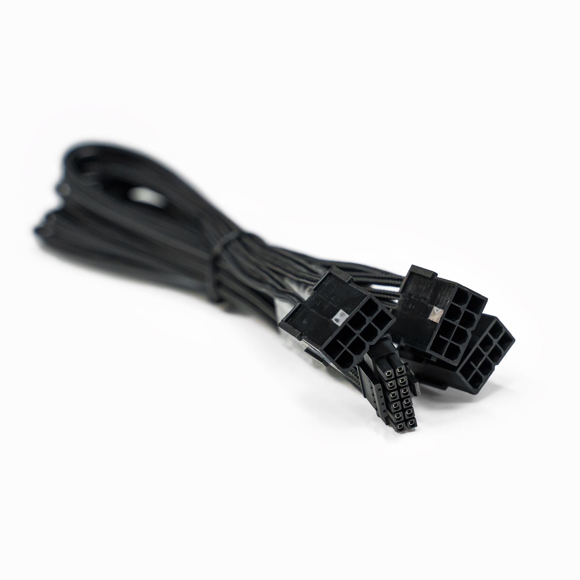 A large main feature product image of EX-DEMO GamerChief 12VHPWR 450W 3x8-Pin 45cm Sleeved Extension Cable (Black)