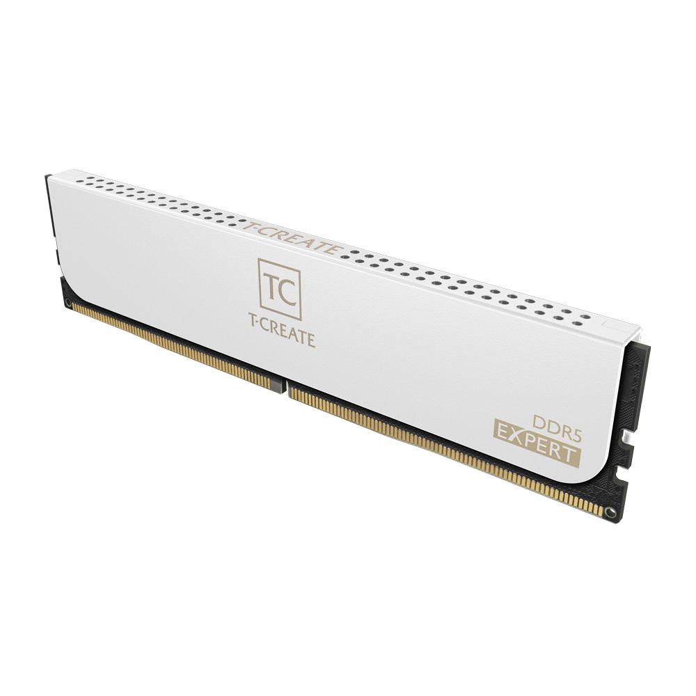 A large main feature product image of TeamGroup T-Create Expert 96GB Kit (2x48GB) DDR5-6000 C30 - White