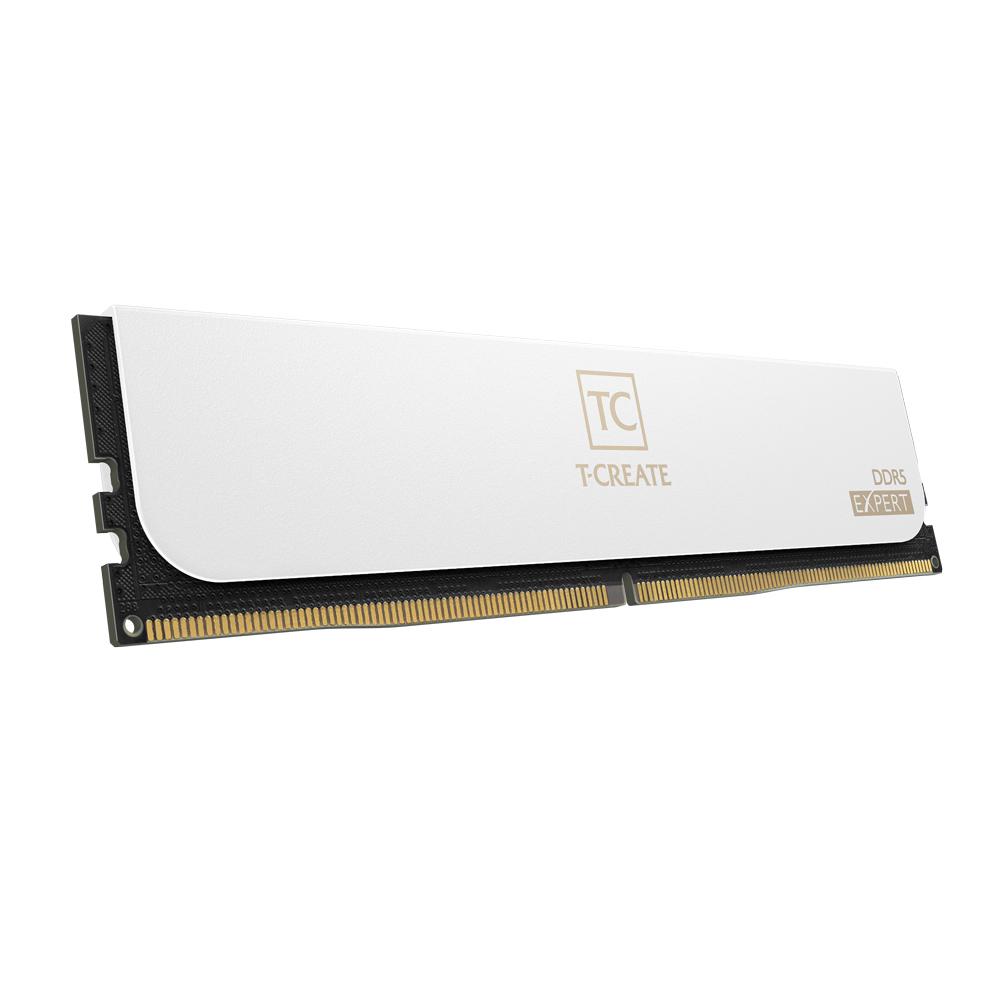 A large main feature product image of TeamGroup T-Create Expert 96GB Kit (2x48GB) DDR5-6000 C30 - White
