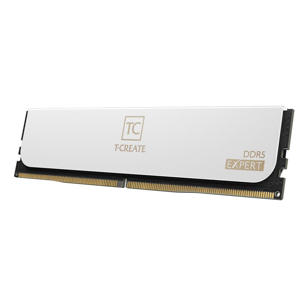 A large main feature product image of TeamGroup T-Create Expert 96GB Kit (2x48GB) DDR5-6000 C30 - White