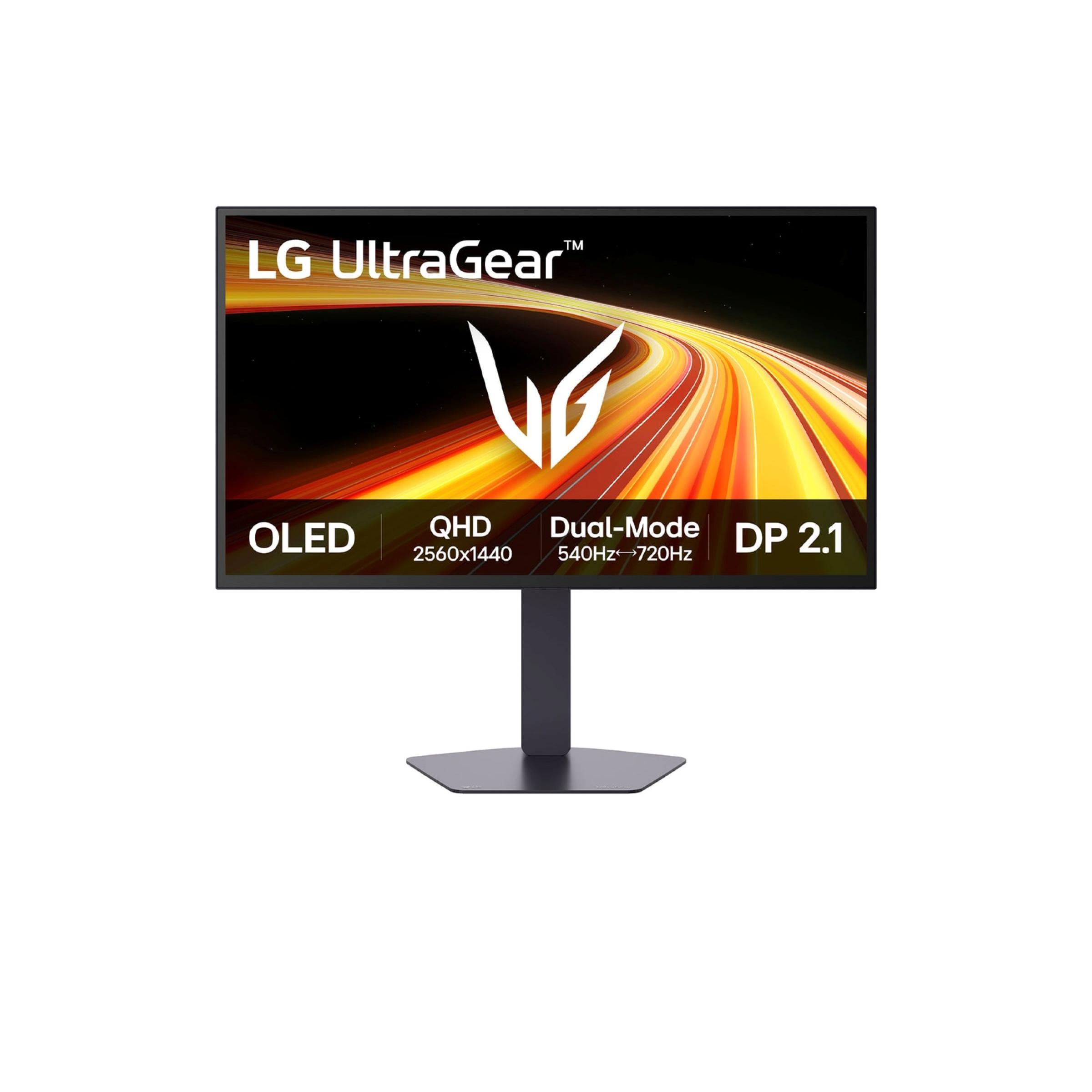 A large main feature product image of LG UltraGear OLED 27GX790B-B - 27" 1440p 540Hz / 720Hz 720p Dual Mode 0.02ms Gaming Monitor