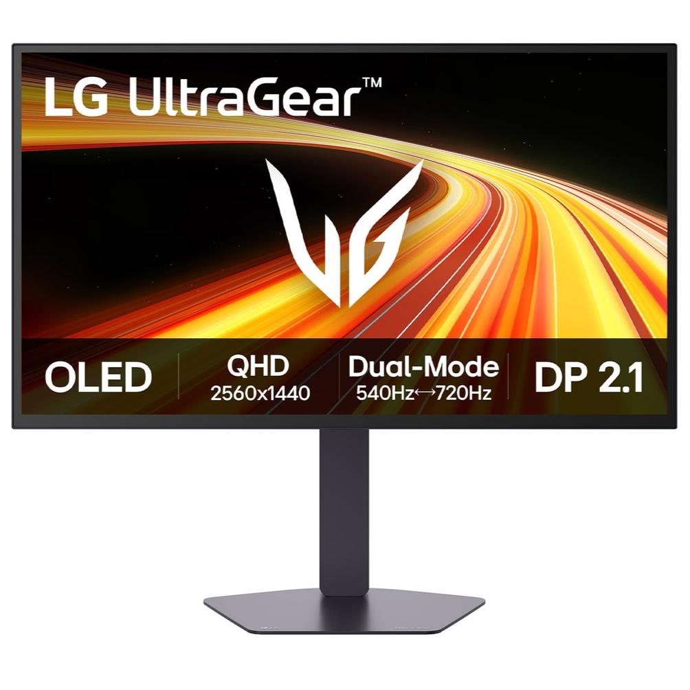 A large main feature product image of LG UltraGear OLED 27GX790B-B - 27" 1440p 540Hz / 720Hz 720p Dual Mode 0.02ms Gaming Monitor