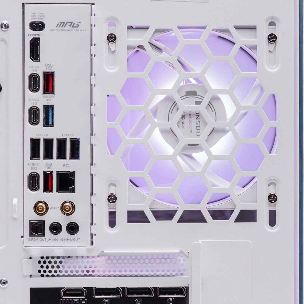 A large main feature product image of PLE Eclipse RTX 5080 Prebuilt Ready To Go Gaming PC