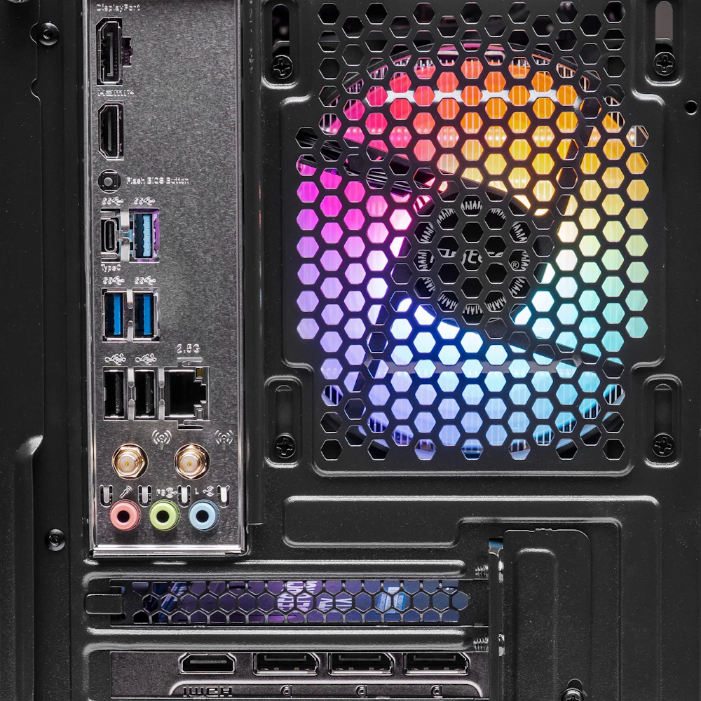 A large main feature product image of PLE Sapphire RTX 5070 Prebuilt Ready To Go Gaming PC