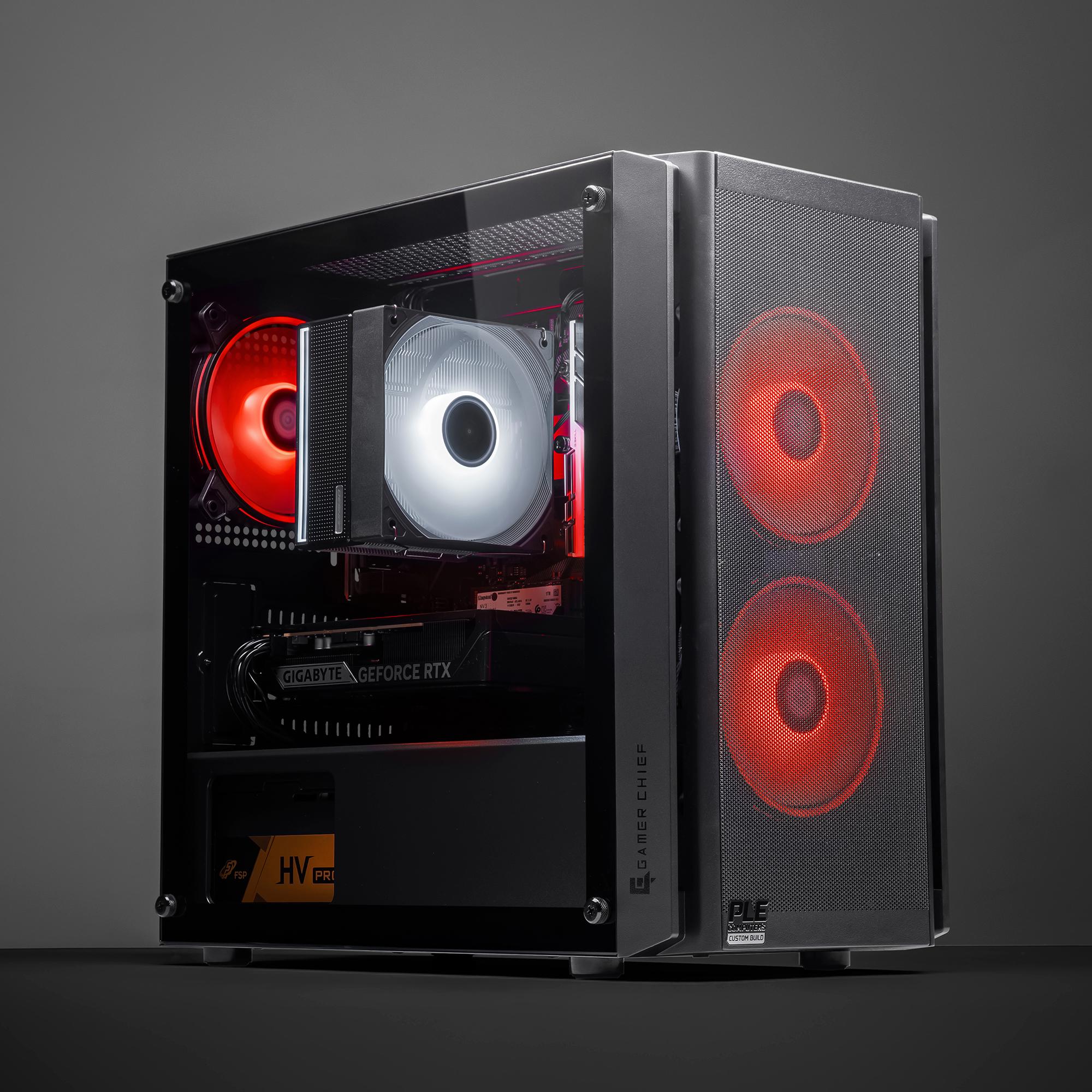 A large main feature product image of PLE Ace RTX 5060 Prebuilt Ready To Go Gaming PC