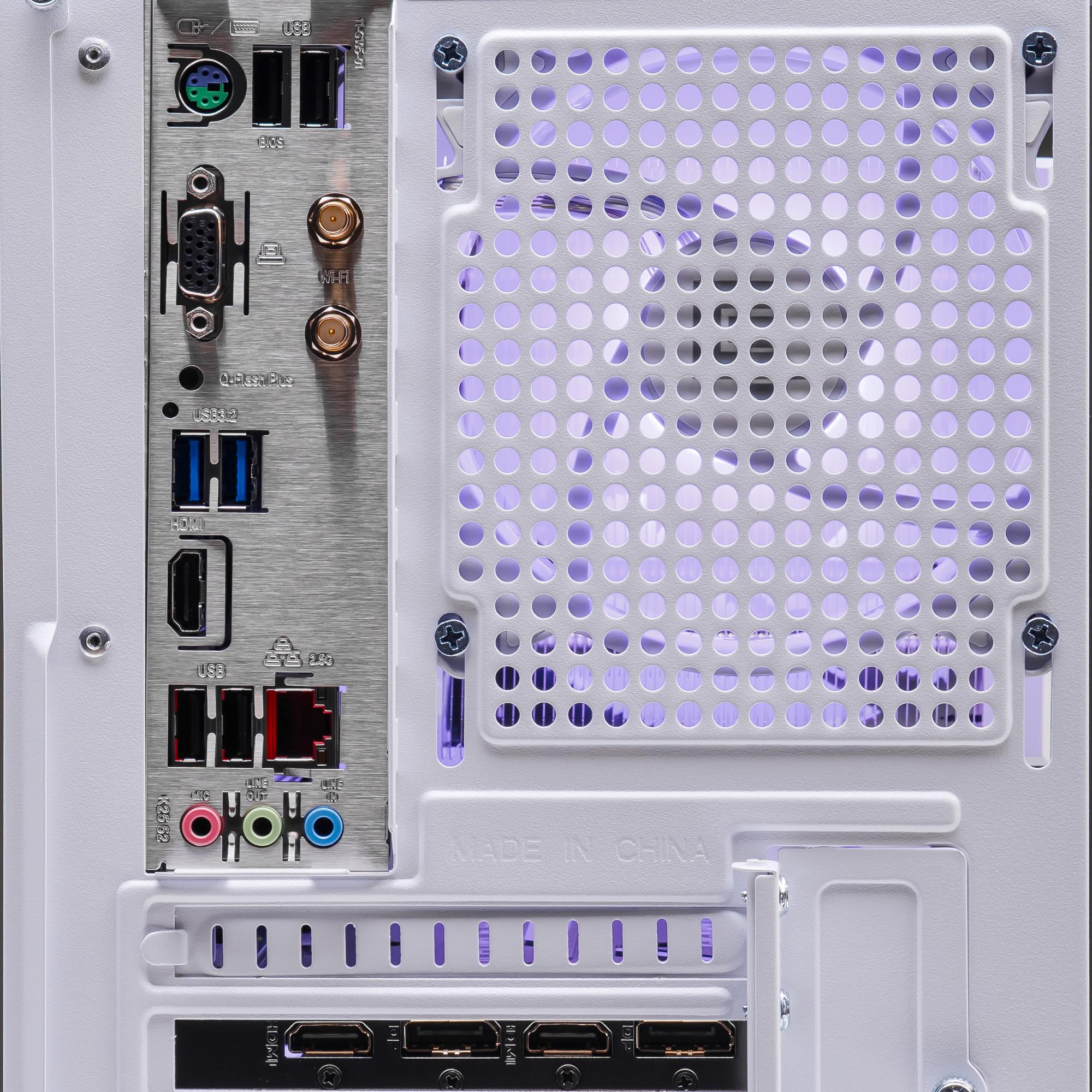 A large main feature product image of PLE Snow RTX 5050 Prebuilt Ready To Go Gaming PC