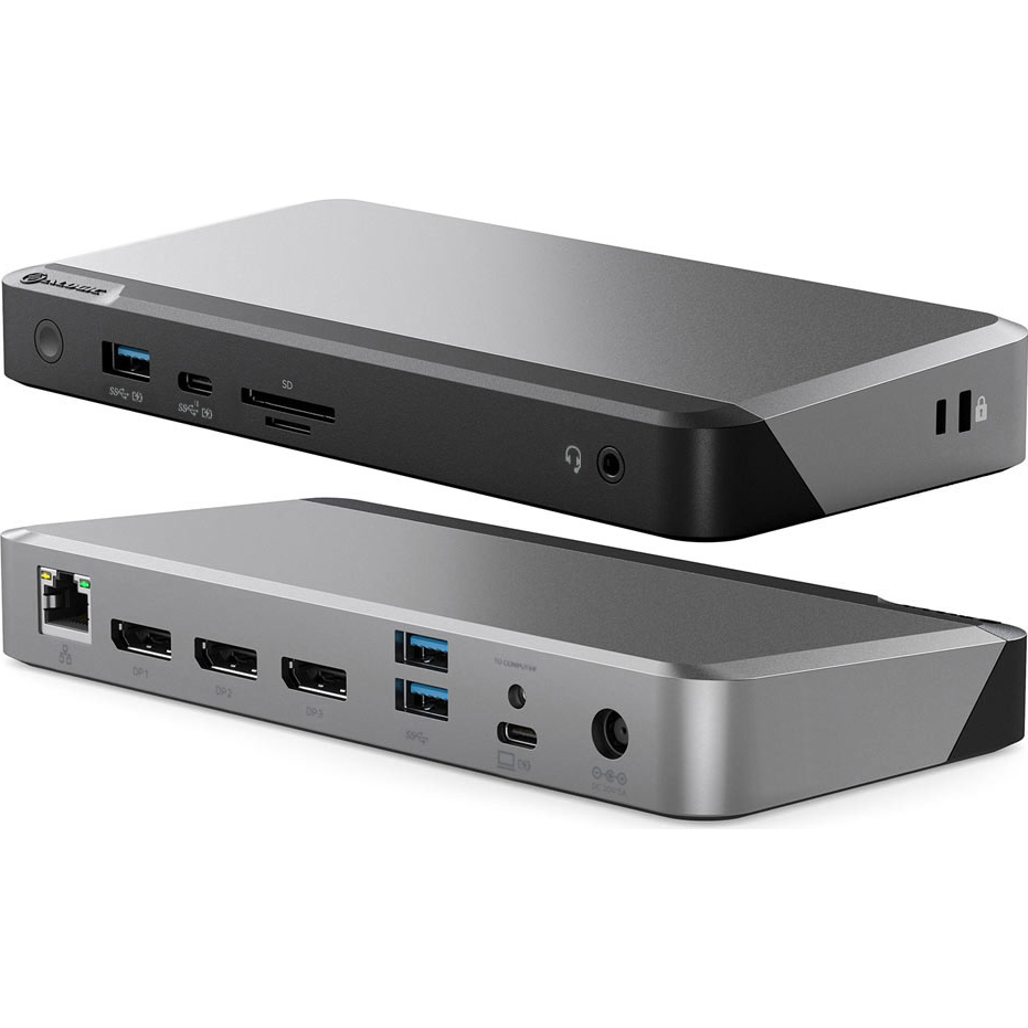 A large main feature product image of EX-DEMO ALOGIC MX3 USB Type-C Triple Display DP Alt. Mode Docking Station - With 100W Power Delivery