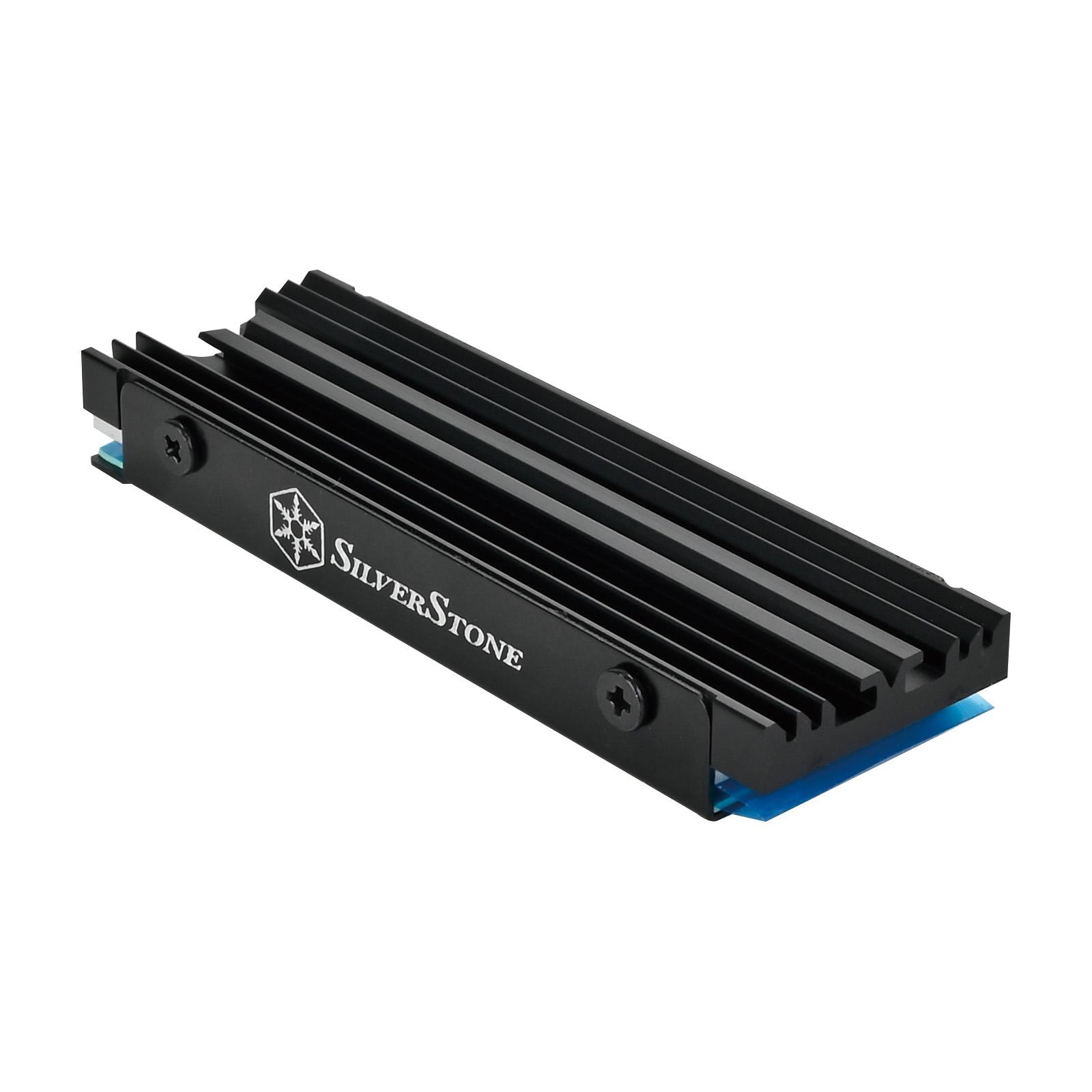 A large main feature product image of SilverStone TP07 Ultra-Slim Aluminium M.2 SSD Cooling Kit