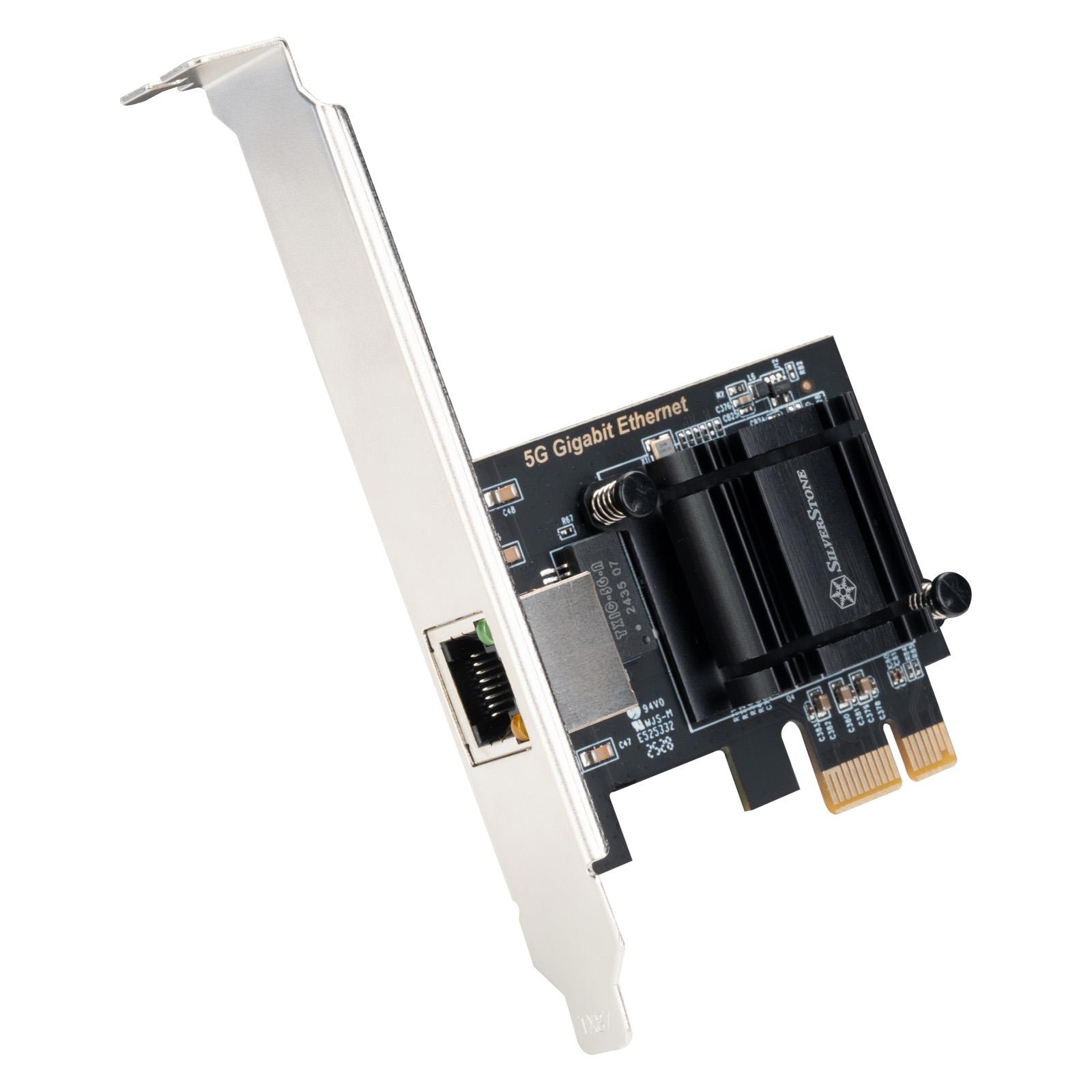 A large main feature product image of SilverStone 5GbE RJ45 Network Card