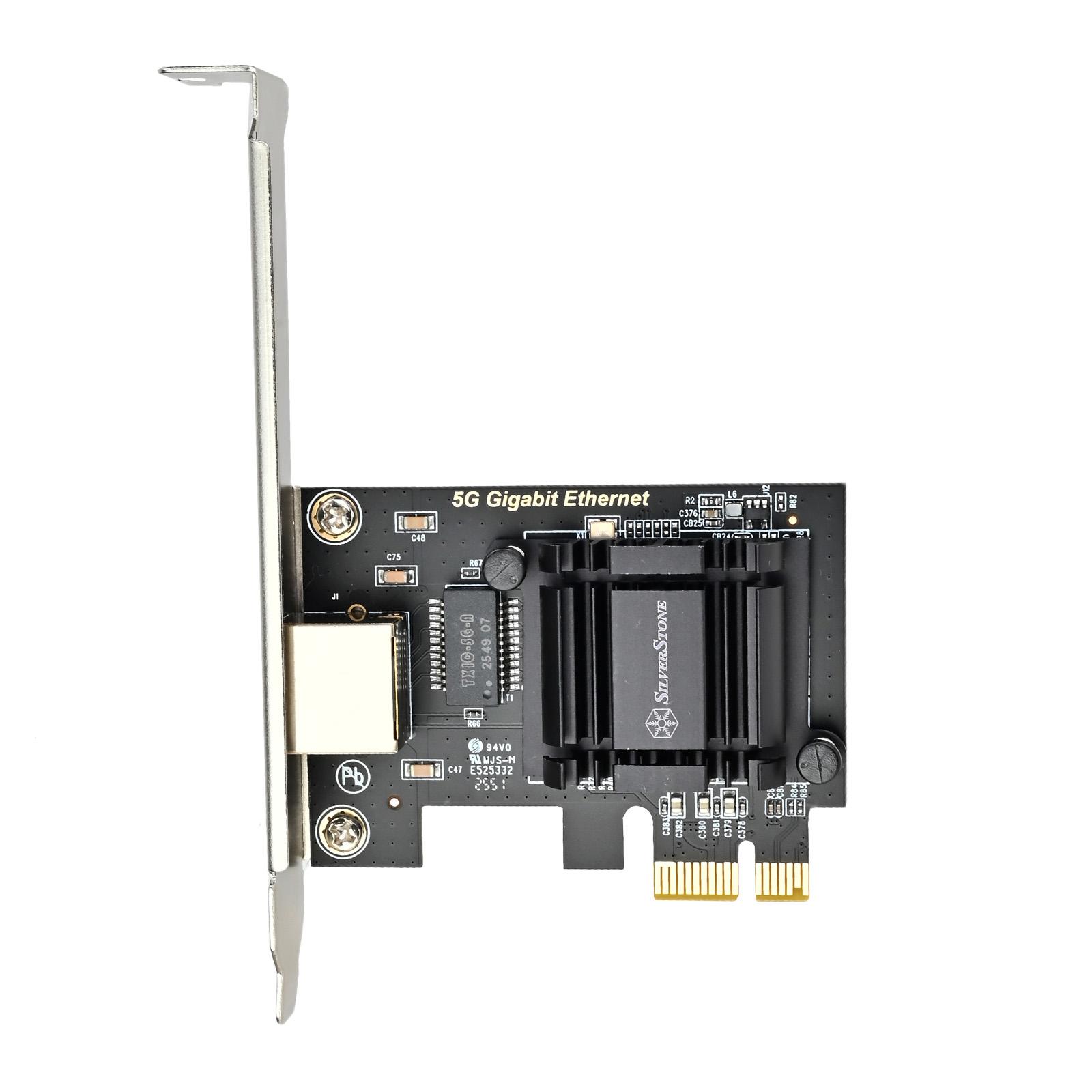 A large main feature product image of SilverStone 5GbE RJ45 Network Card
