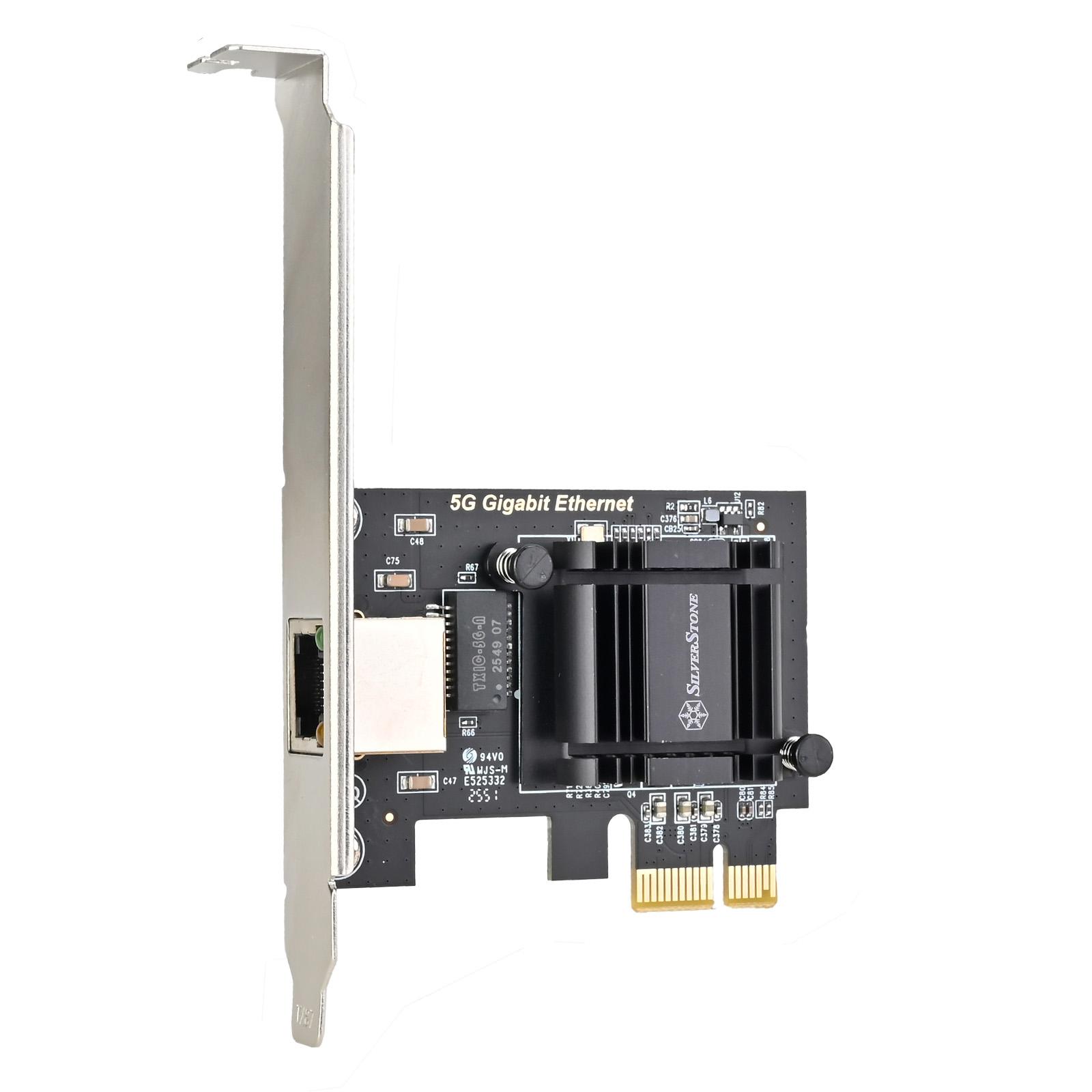 A large main feature product image of SilverStone 5GbE RJ45 Network Card