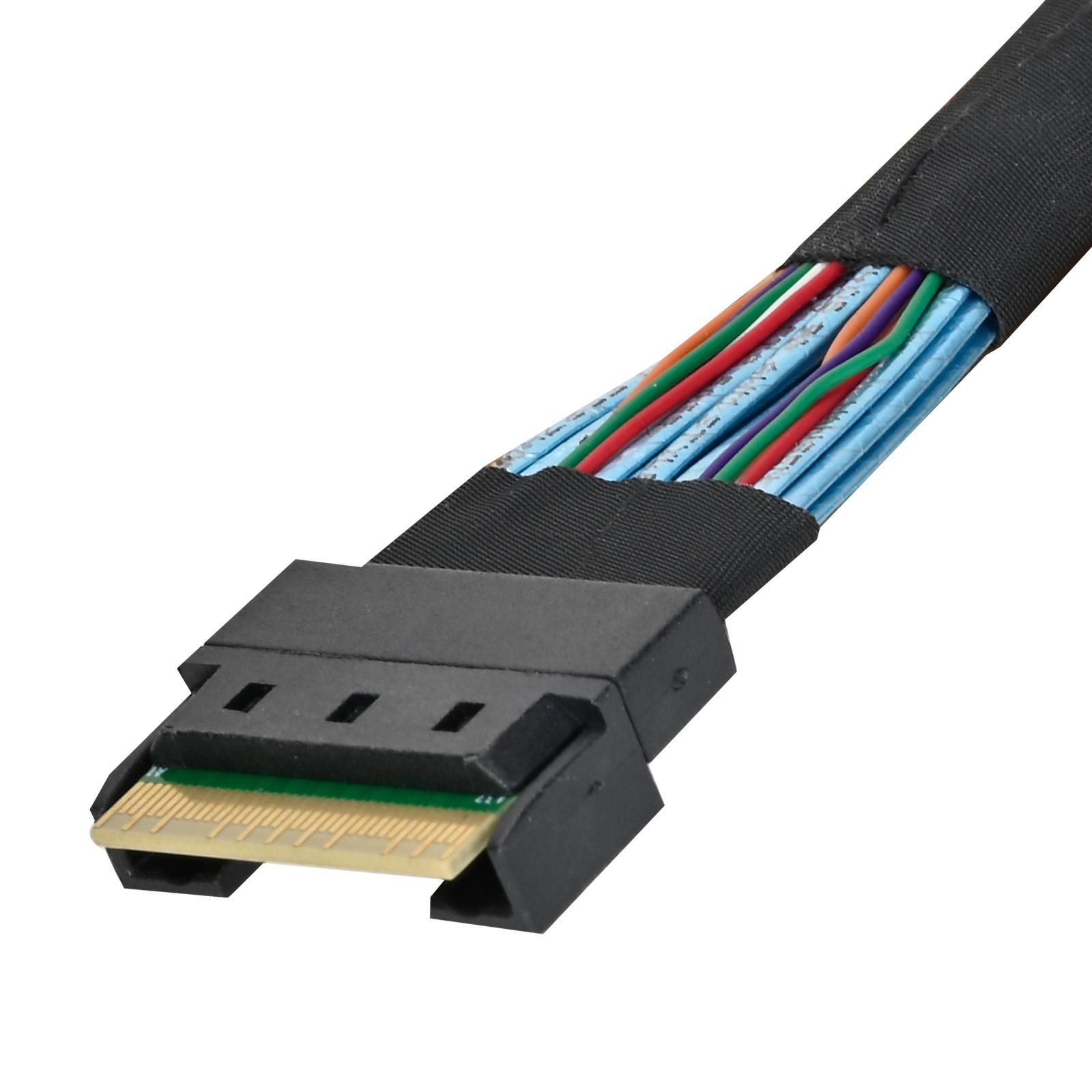 A large main feature product image of SilverStone Internal HD Mini SAS SFF-8643 8i 27P to Slim SAS SFF-8654 8i 74P Cable (600mm)