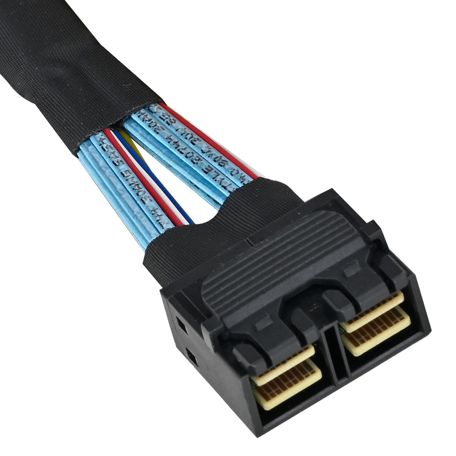 A large main feature product image of SilverStone Internal HD Mini SAS SFF-8643 8i 27P to Slim SAS SFF-8654 8i 74P Cable (600mm)