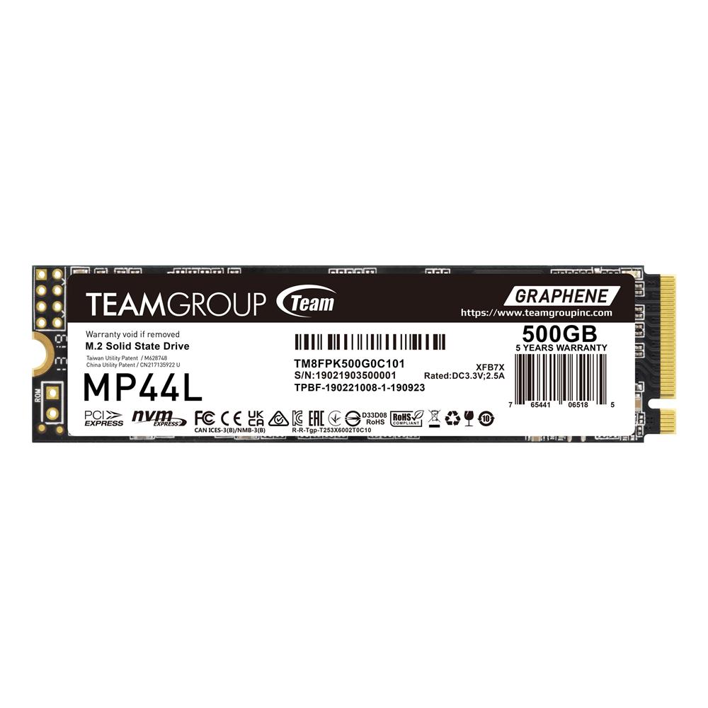 A large main feature product image of Team MP44L PCIe Gen4 NVMe M.2 SSD - 500GB