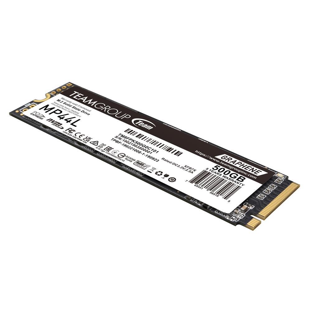 A large main feature product image of Team MP44L PCIe Gen4 NVMe M.2 SSD - 500GB