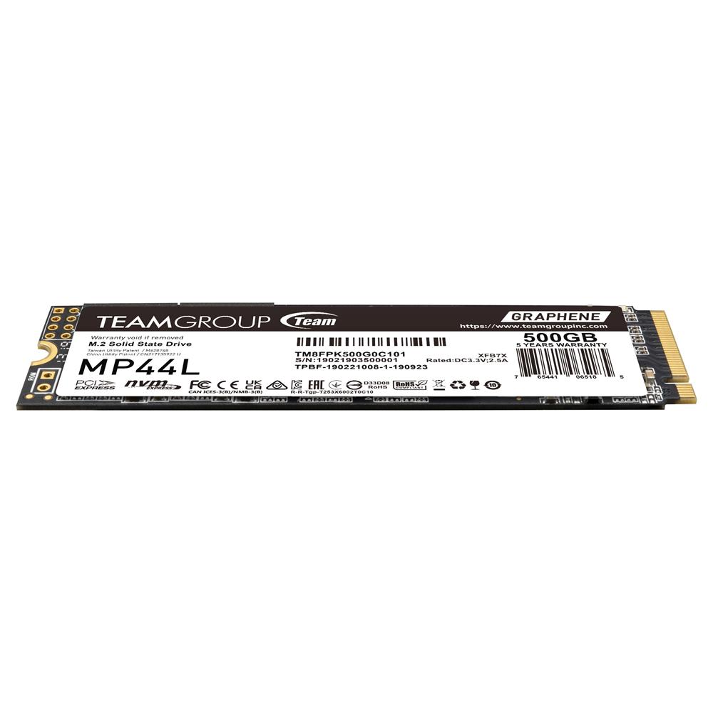 A large main feature product image of Team MP44L PCIe Gen4 NVMe M.2 SSD - 500GB