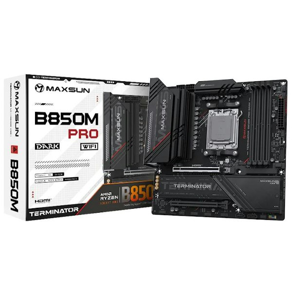 MAXSUN MS-Terminator-B850M-DARK-WIFI AM5 mATX Desktop Motherboard