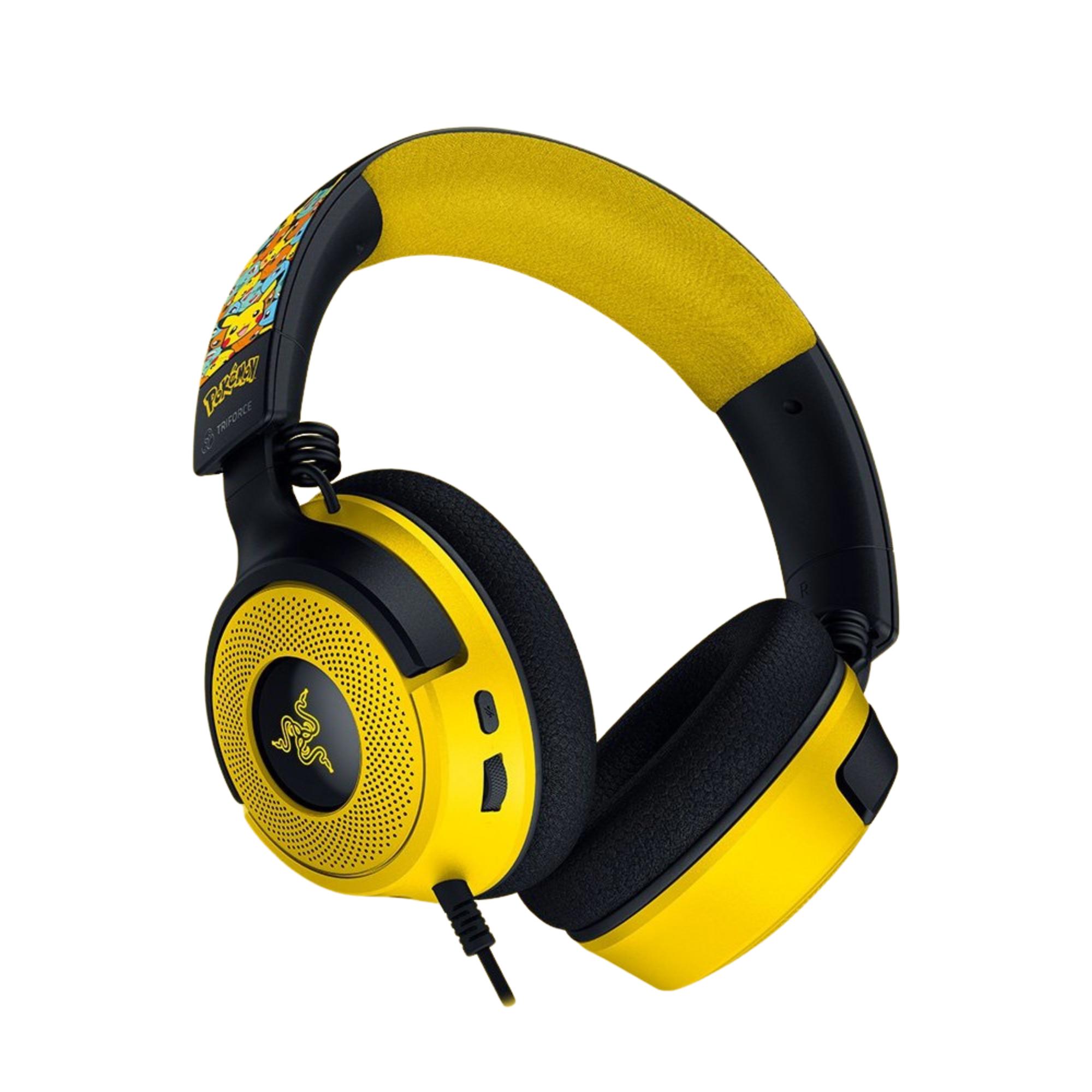 A large main feature product image of Razer Kraken V4 X - Wired Gaming Headset - Pikachu/Eevee Edition
